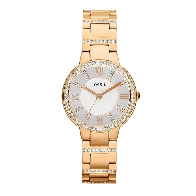 Fossil Analog Silver Dial Women’s Watch ES3284 Stainless Steel, Gold Strap