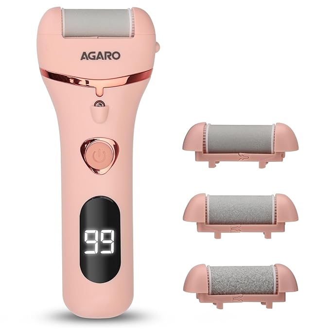 AGARO Callus Remover with 3 Interchangeable Head Rollers, Pink